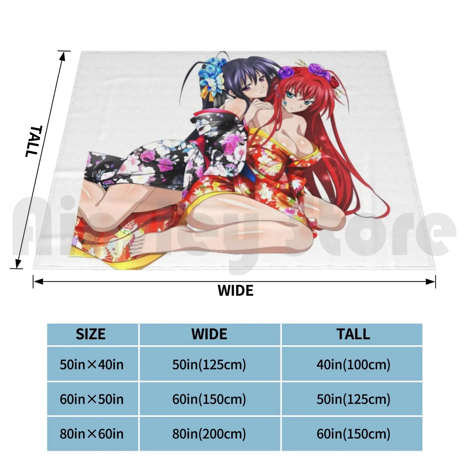Lewd Anime Girl-Ecchi / Hentai Babe # 109-High School Dxd-Himejima Akeno , Rias Gremory Blanket Fashion Custom High