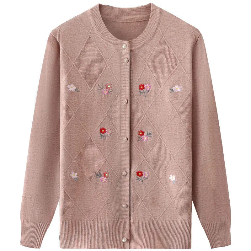 Spring Autumn Jacket Knitted Sweaters Women Shirts Coat Fashion Cardigan Knit Tops Loose Embroidery Sweater 1739