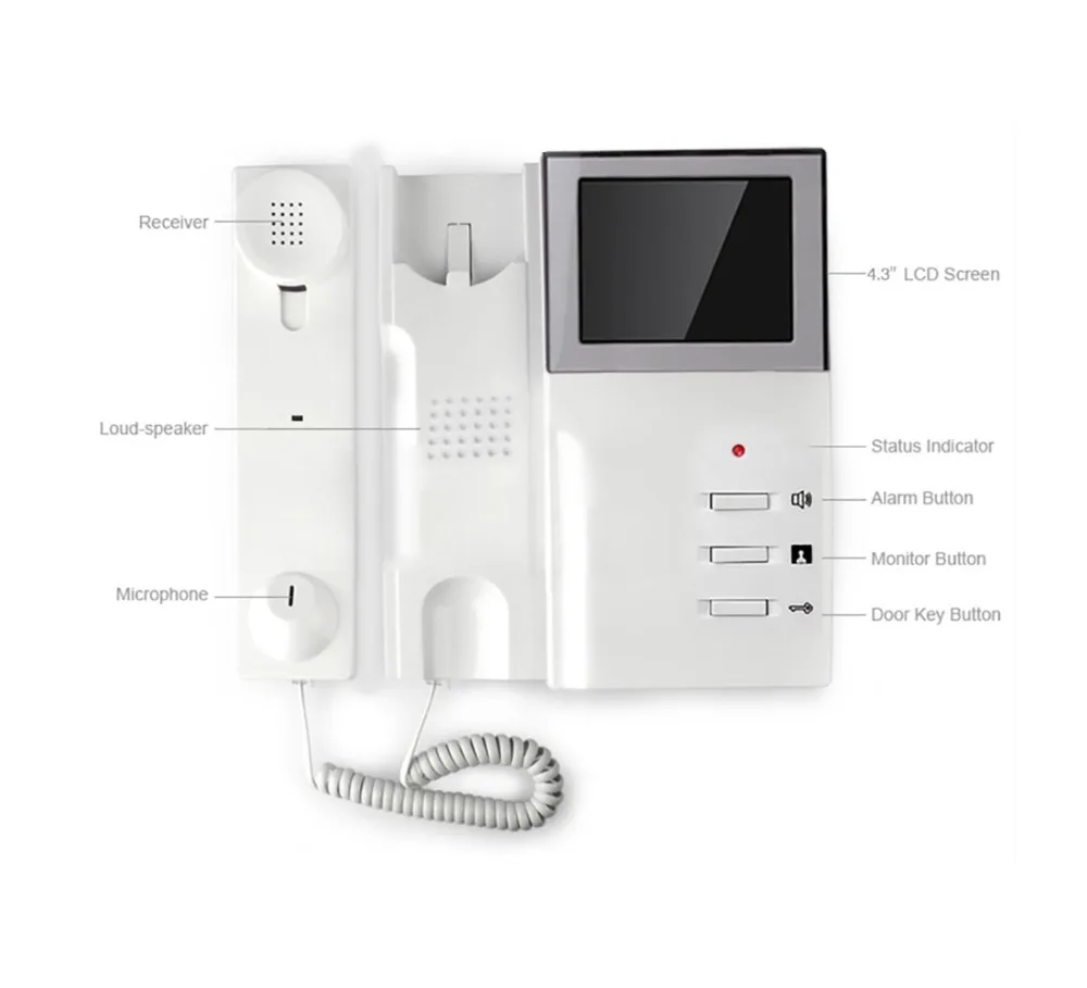 4.3" LCD Video Door Phone Intercom Doorbell System Kit IR Camera Door bell Intercom Doorphone with Electric Lock Home Security