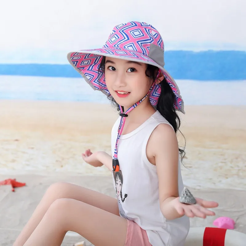 Adjustable Summer SPF 50+ Child Sun Hat Travel Beach Swim Cap Kids Infant Outdoor Sport Hiking Fishing Hats