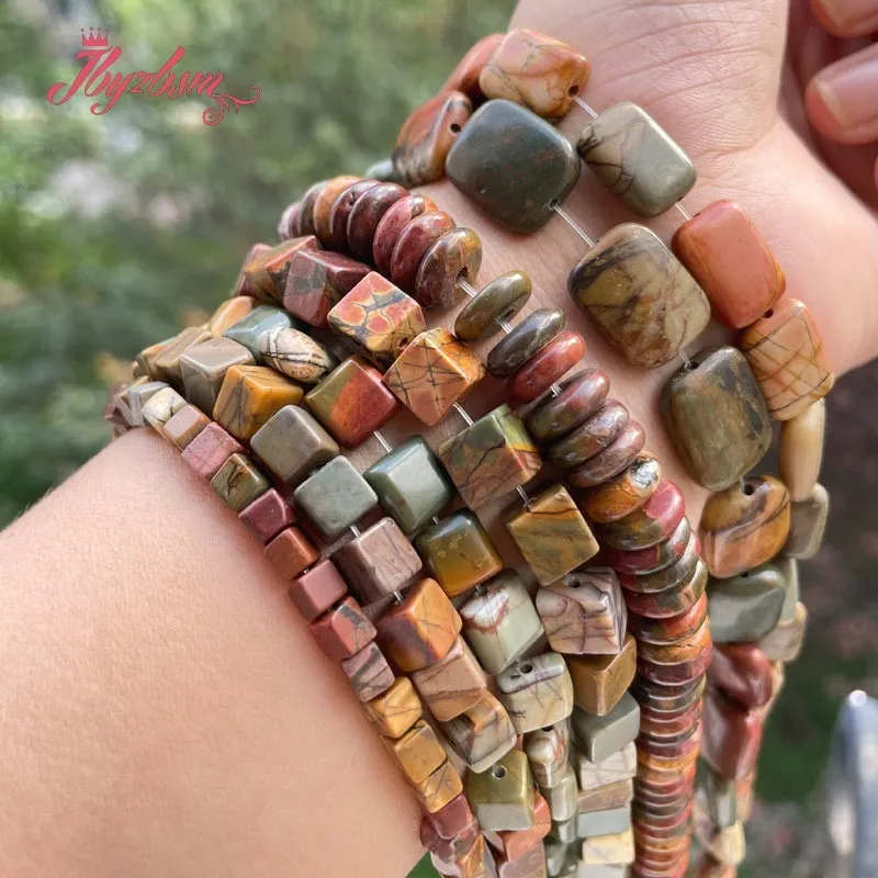 

Natural Picasso Jaspers Oval Square Rectangle Multicolor Loose Stone Beads for Jewelry Making DIY Charms Necklace Bracelet 15"