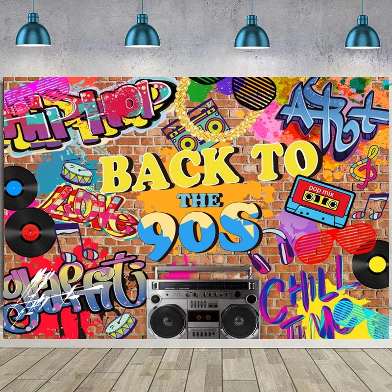 

Hip Pop 90's Backdrop Graffiti Music 90th Themed Party Photography Background Photo Studio Photocall Prop Decoration Banner