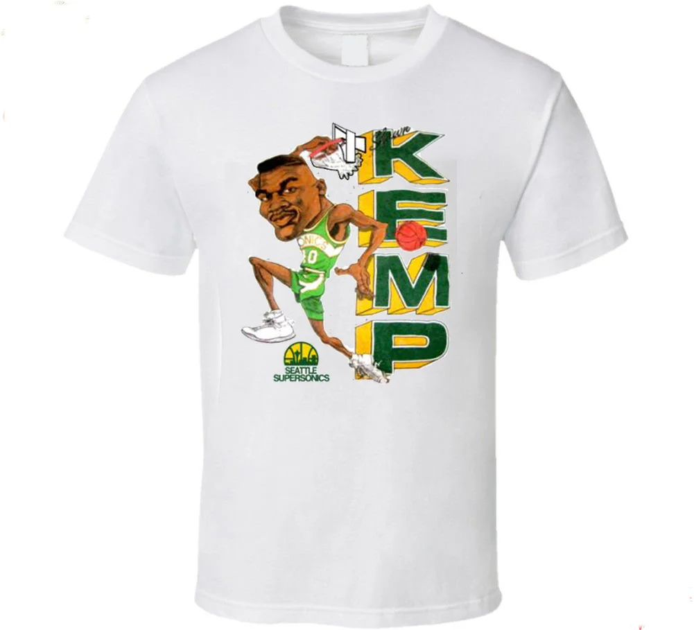 Shawn Kemp Seattle Basketball Retro Caricature T Shirt Tee Men Size S-4Xl