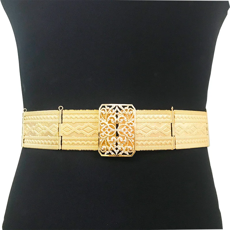 

Vintage court carving metal belt elegance fine custom waist chain women crystal wedding dress square buckle belt jewelry