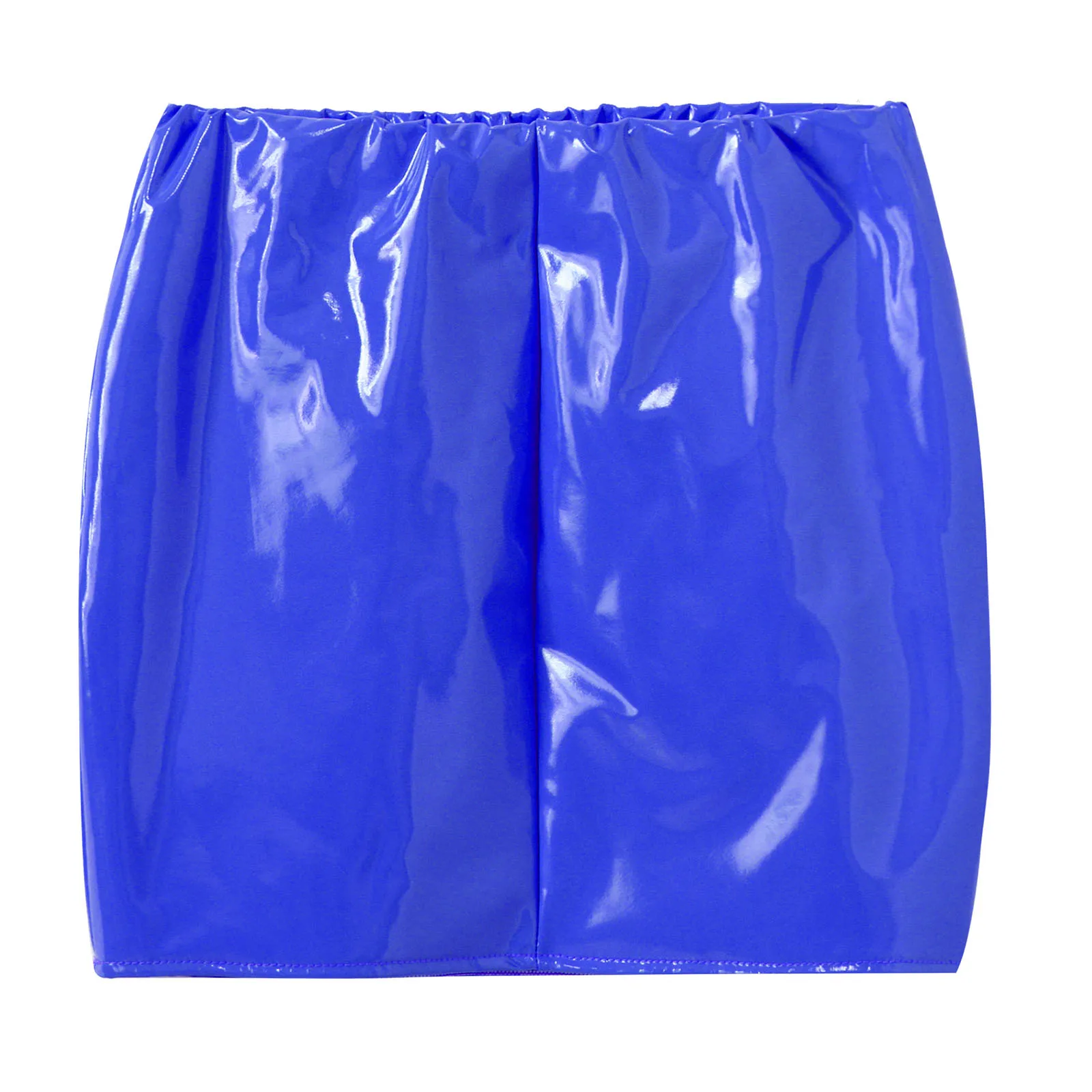 Sexy Women Glossy Latex Skirt Patent Leather Miniskirt Wet Look Clubwear Rave Prom Music Festival Elastic Waistband Pencil Skirt