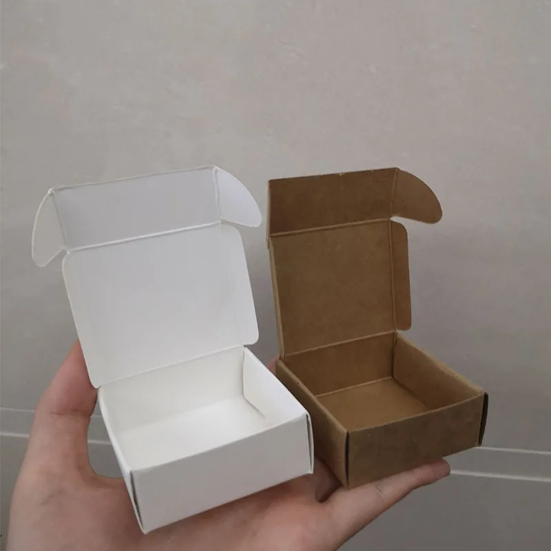 

100pcs Black kraft paper craft box small white soap cardboard paper packing/package box brown candy gift jewelry packaging box