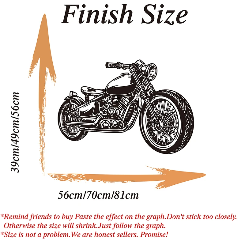 Large Vintage Motorcycle Wall Sticker Garage Kids Room Bedroom Retro Autocycle Autobike Scooter Wall Decal Playroom Vinyl Decor