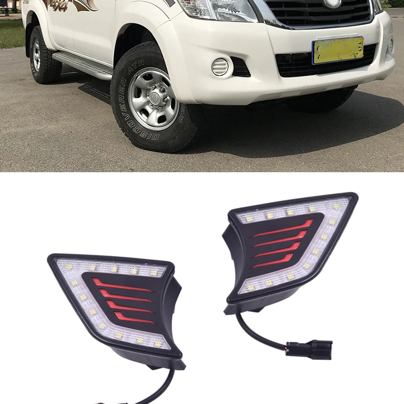 

2 Pieces Car Styling LED Daytime Running Lights replace Fog Lamp Covers DRL 12V Daylight for TOYOTA Hilux 2012 2013 2014 2015