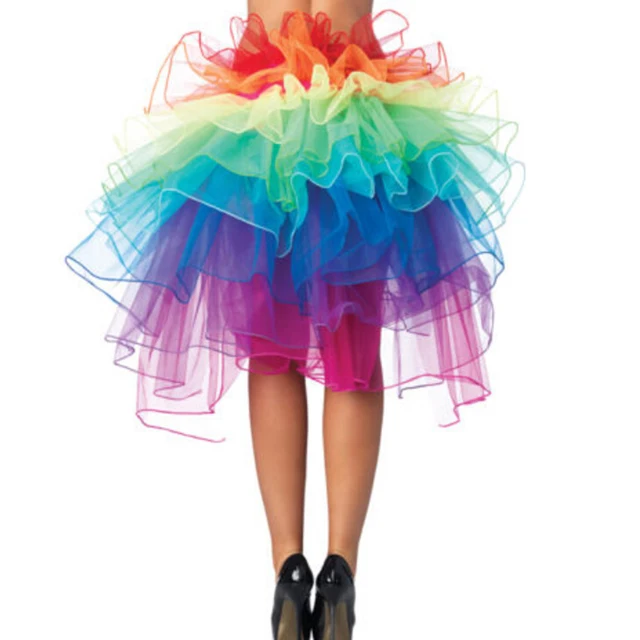Tęczowa neonowa spódniczka Tutu Rave Party Dance Half Bustle Burlesque Sexy Clubwear