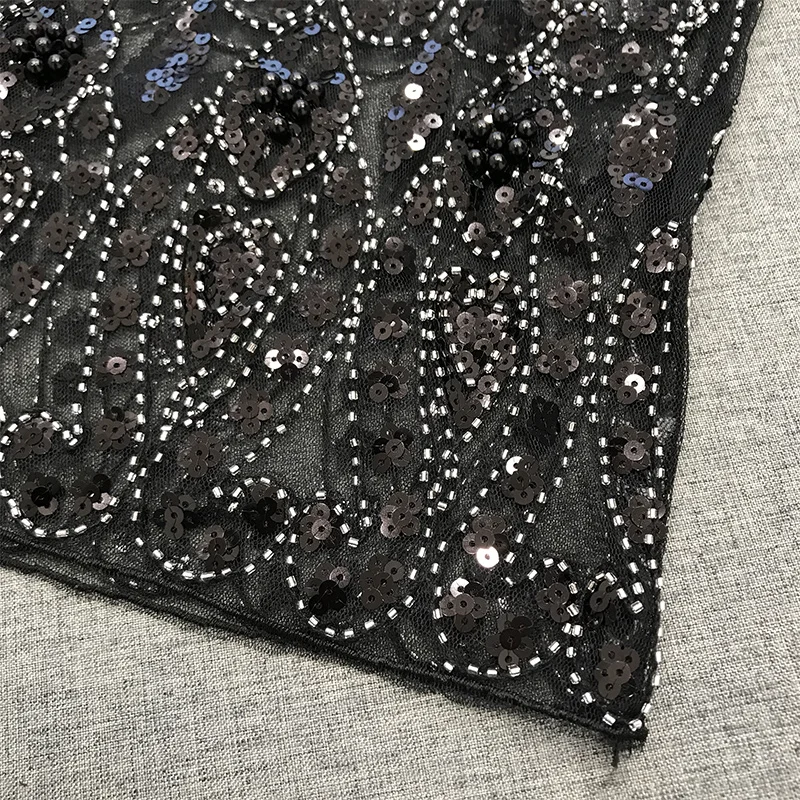 H80&S90 Summer Sexy Beading Sequins Camis Women Tops Fashion Solid Sleeveless V-Neck Female Tank Tops Loose Party Club Newest