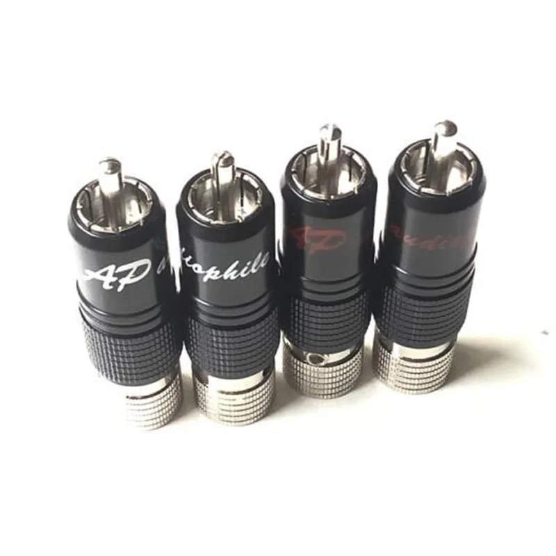 4Pcs Hi-EndโรเดียมชุบRCA Terminal Audiophile RCA Connector No SolderสำหรับสายเคเบิลRCA Interconnect
