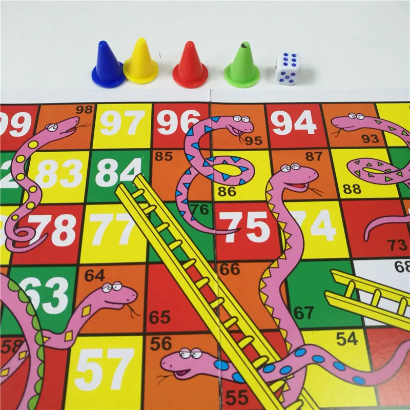 Juego de ajedrez con escalera de serpiente para niños, juego de mesa portátil de papel, divertido, para fiesta familiar, 28CM