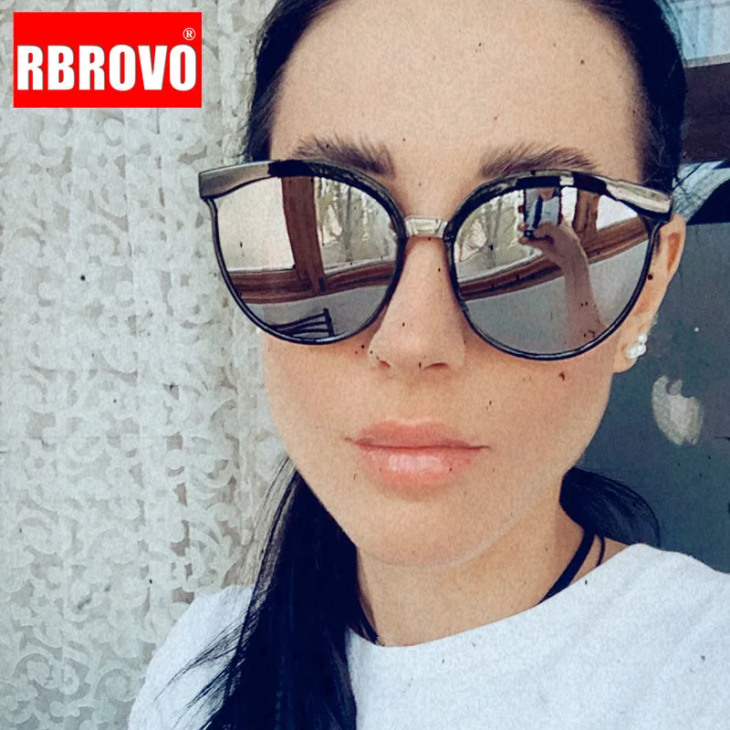 

RBROVO Cateye Sunglasses Women 2023 Luxury Sun Glasses Women/Men Vintage Cat Eye Glasses Women Mirror Lunette De Soleil Femme