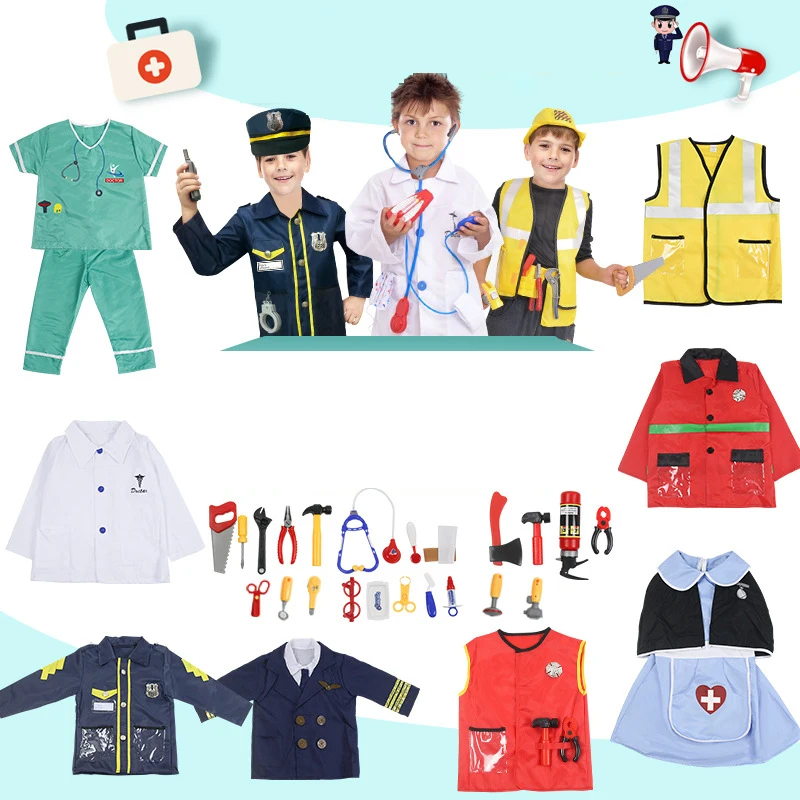 

Wonder Garden Kid Children Profession Cosplay Multi Career Doctor Judge Vet Pilot Fireman Halloween Purim Cosplay Costume