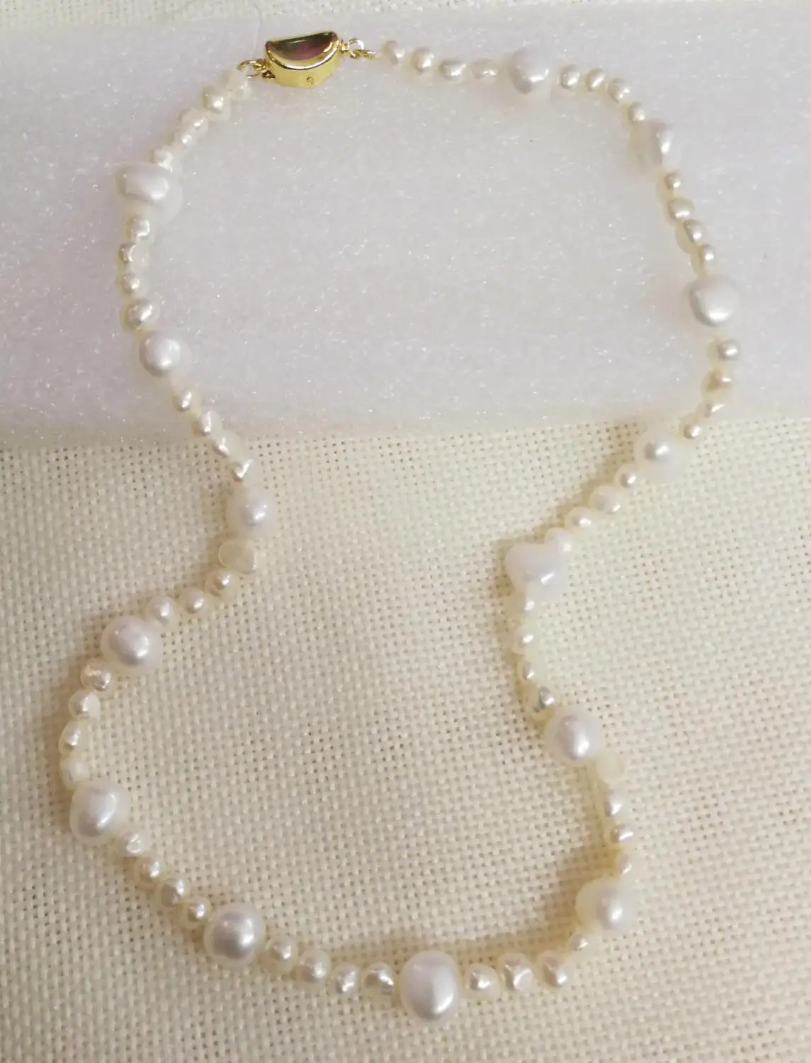 9mm + 4x5mm white flat baroque pearl necklace 925 gold clasp Jewelry real natural freshwater pearl Classic gift