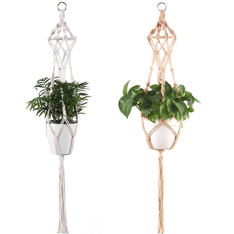 High Quality Indoor Decorative Cheap Flowerpot Net Bags For Gifts  Cotton Hanging Rope Hanging Basket Indoor