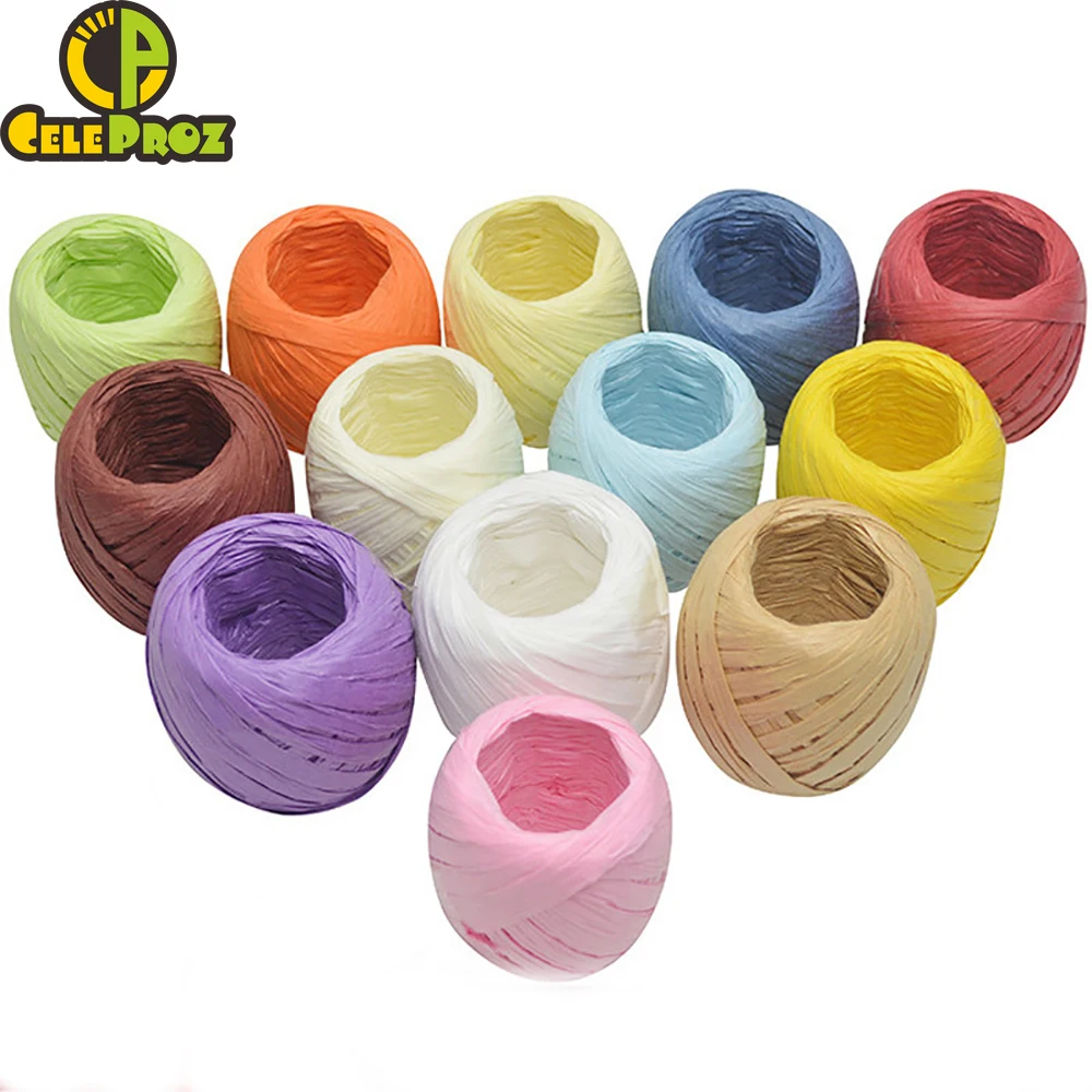 20M Paper Raffia Rope Ball Natural Straw Film Roll Gift Packing Thread Ribbon Scrapbooking Packaging String Cord Party Supplies