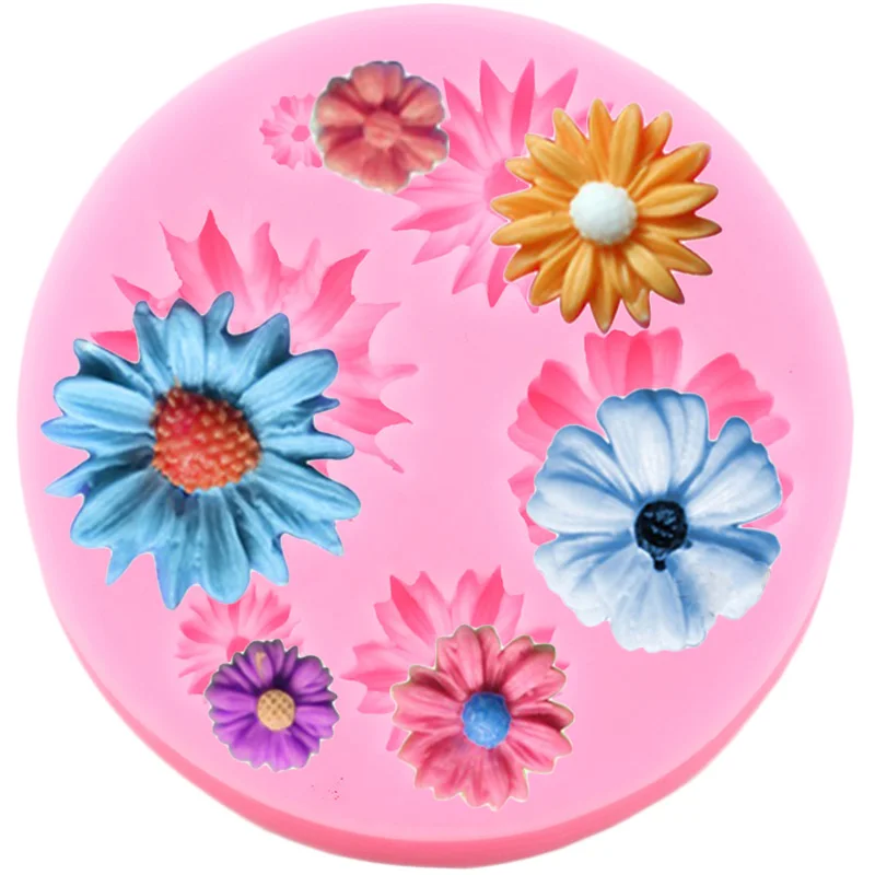 Sunflower Silicone Mold Flower Bee Cupcake Topper Fondant Mold Cake Decorating Tools Candy Polymer Clay Chocolate Gumpaste Mould