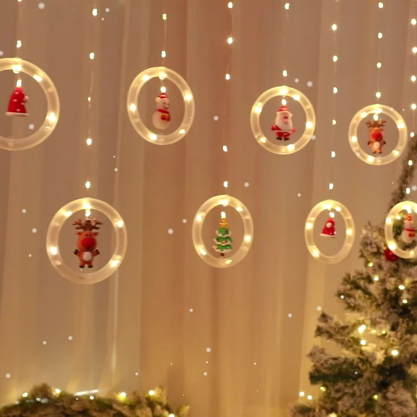 LED Christmas babbo natale String Light, 3 metri di luci per tende da finestra con modalità lampeggiante, decorazione matrimonio di natale, festa