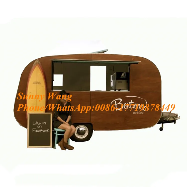 Carrito de comida para hamburguesas, carrito de comida fría, remolque de comida Retro, autobús, camión de calle para perros calientes, quiosco de comida