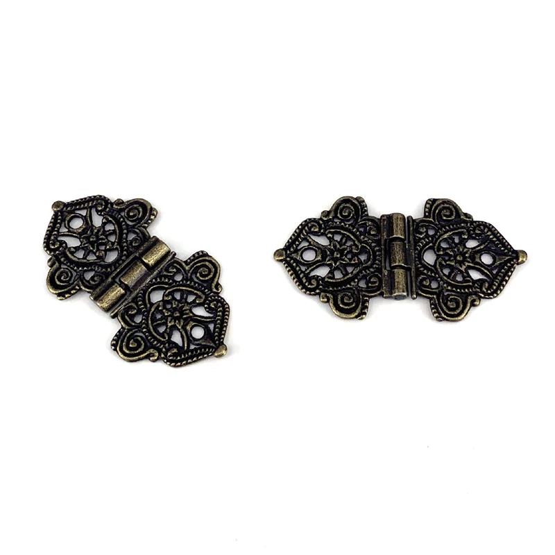 4PCS Antique Bronze Engraving Box Hinges Decorative Hinges for Wooden Cases ,Cabinets , Gift Boxes Toolbox