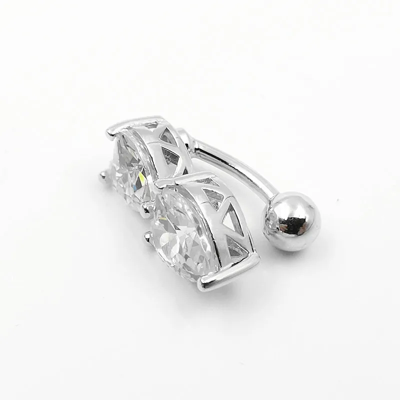 Piercing para el ombligo de plata esterlina 925 para mujer, Anillo para el ombligo con forma de corazón, CZ, joyería para el cuerpo