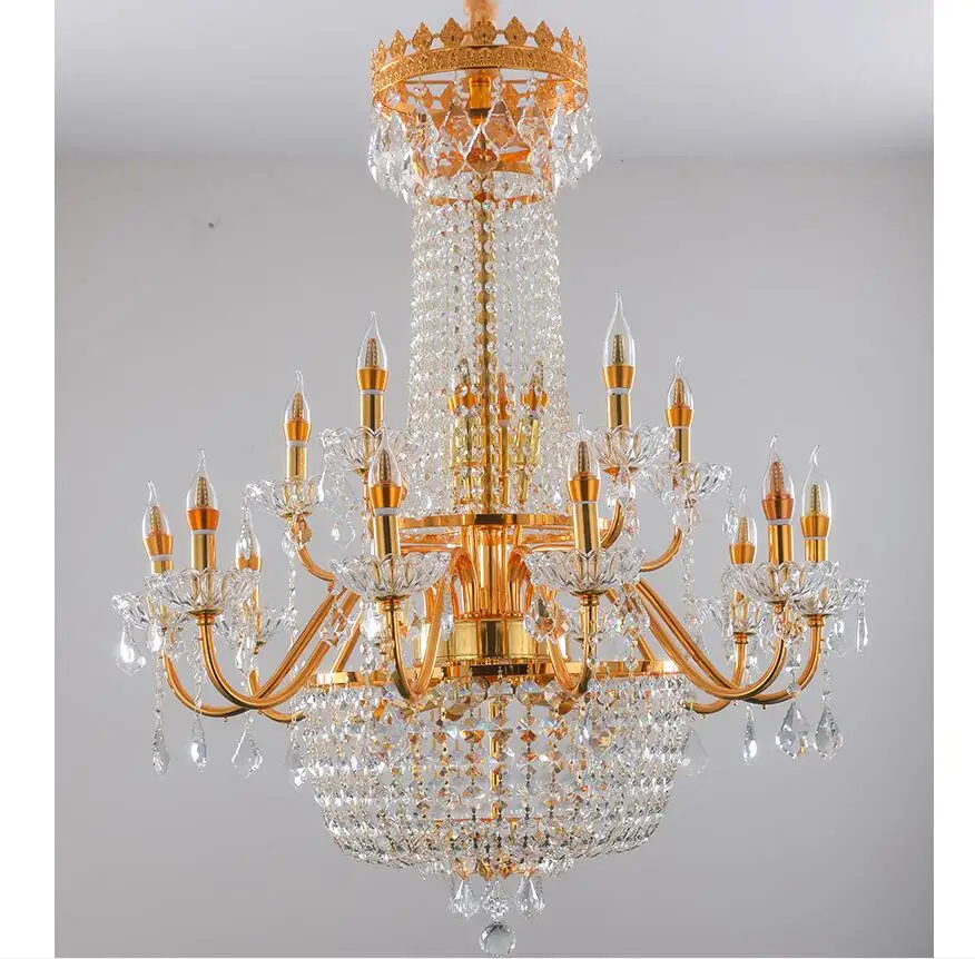الحديثة الذهبي K9 كريستال أضواء الثريا D85cm H100cm E14 LED تركيبات إضاءة غرفة المعيشة avize بريق 90 ~ 240 فولت مصابيح متدلية