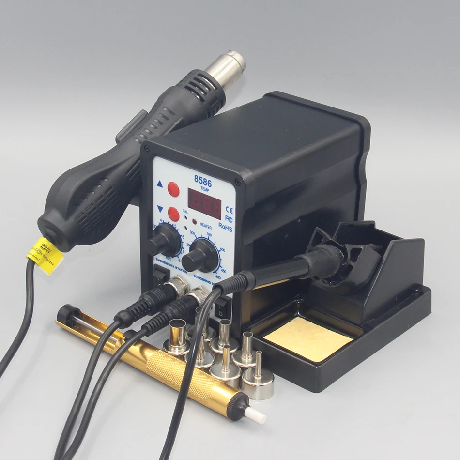 2 in 1Soldering station8586LCD Digital Display Welding Rework Station For cell-phone BGA SMD PCB IC Repair Solder Tools 858D+