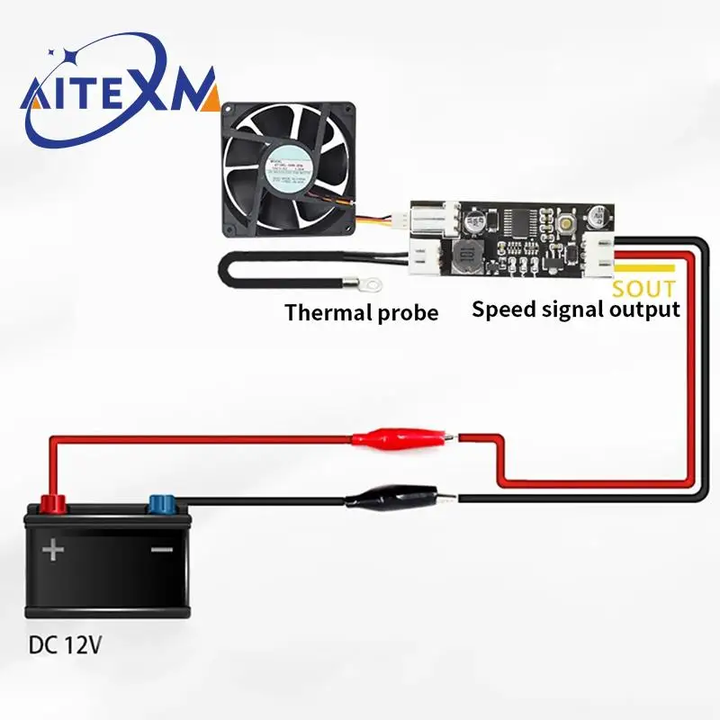 Single 12V 0.8A DC PWM 2-3 Wire Fan Temperature Control Speed Controller Chassis Computer Noise Reduction Module NTC B 50K 3950