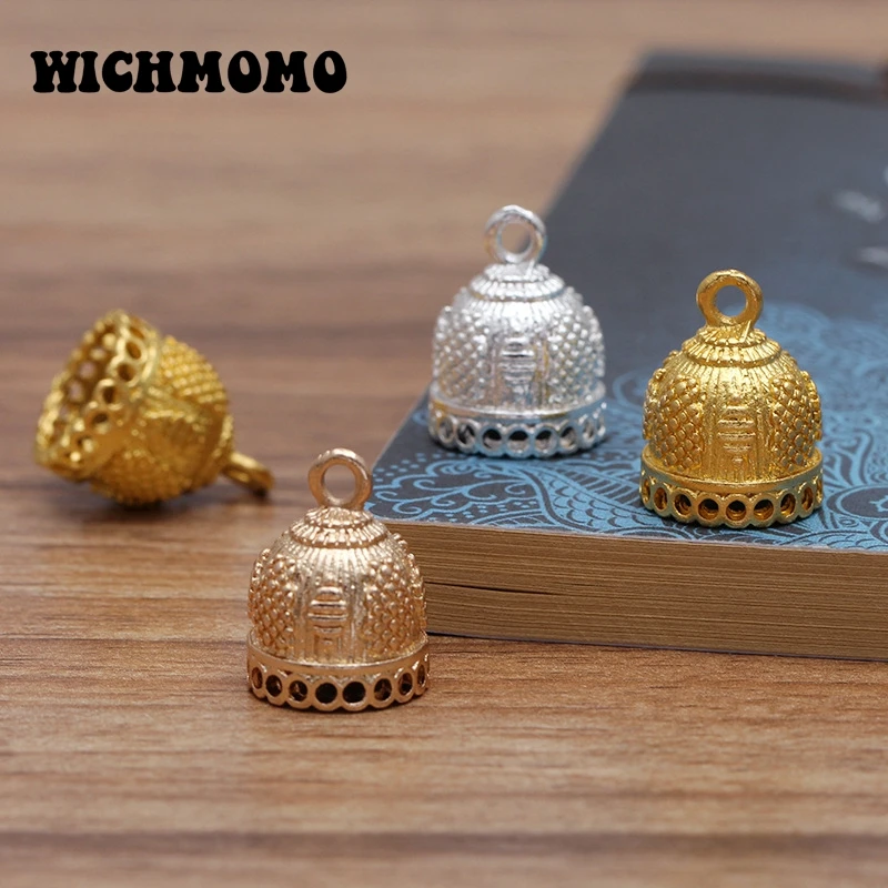 Fashion 8pcs/bag 19*14mm Zinc Alloy Bell Shape clocks Round Beads Tassels End Cap Charms Pendants for DIY Jewelry Accessories