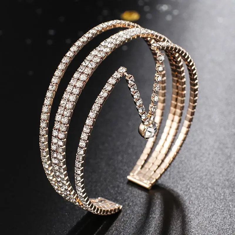 YFJEWE Trendy Elegant Opening Cuff Bangle &Bracelet For Women Charm  Crystal Adjustable Bangles Romantic Wedding Jewelry B274