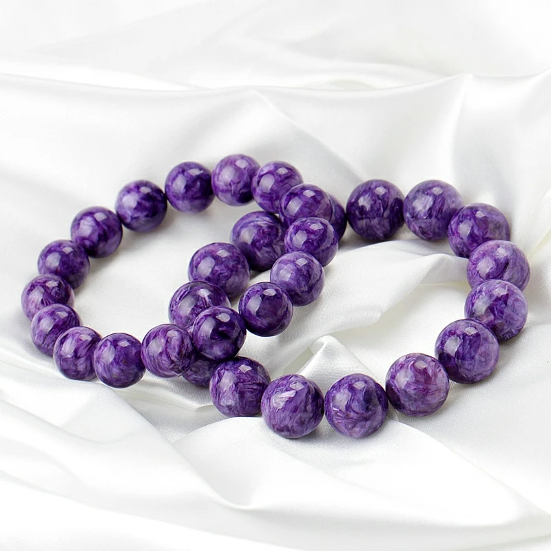 Natural Purple Charoite Round Beads Bracelet Jewelry Women Men Russia Charoite Stone 8mmm 9mm 10mm 11mm 12mm AAAAA