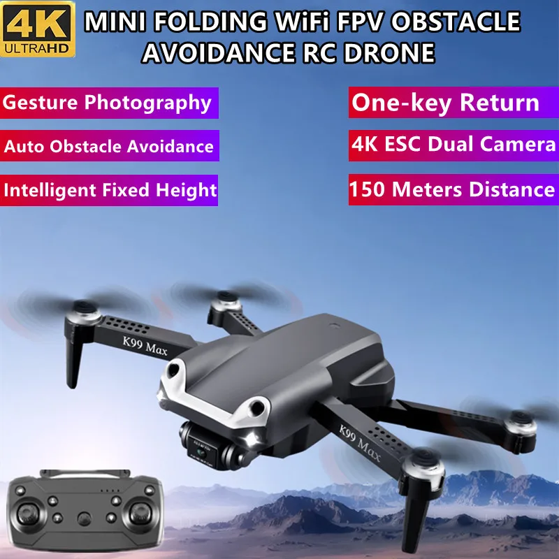 Auto Obstacle Avoidance WiFi FPV RC Drone 4K ESC Dual Camera 150M APP Control One Key Return RC Mini Foldable Quadcopter Model