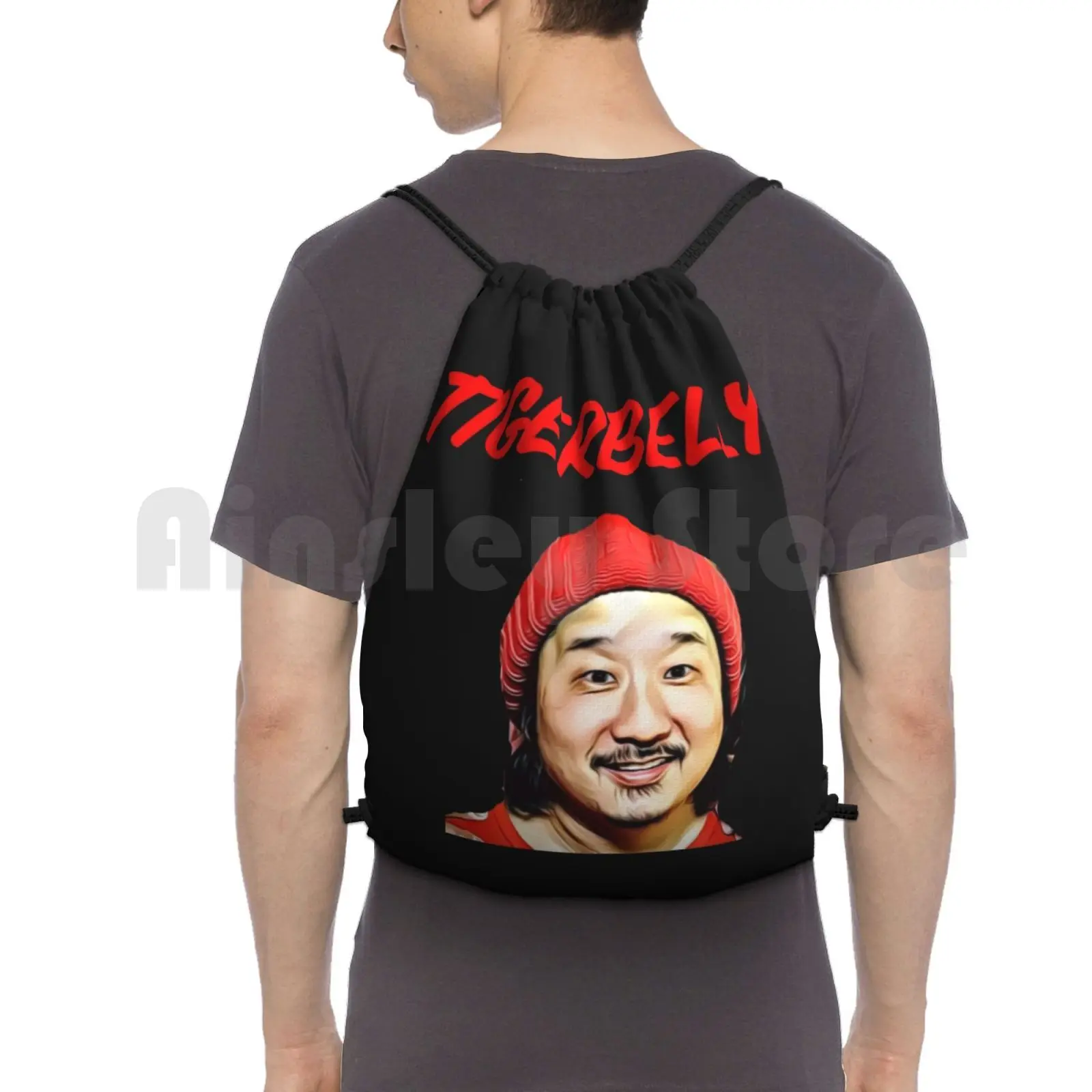 Tigerbelly-Bobby Lee-Art Backpack Drawstring Bags Gym Bag Waterproof Bobby Lee Tigerbelly Tiger Belly Radio Podcast Tv