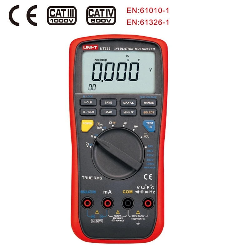 UNI-T UT533 True RMS Insulation Resistance Tester Digital Multimeter 2in1 AC DC Auto Range 50V~1000V 1Gohm Megohmmeter Voltmeter