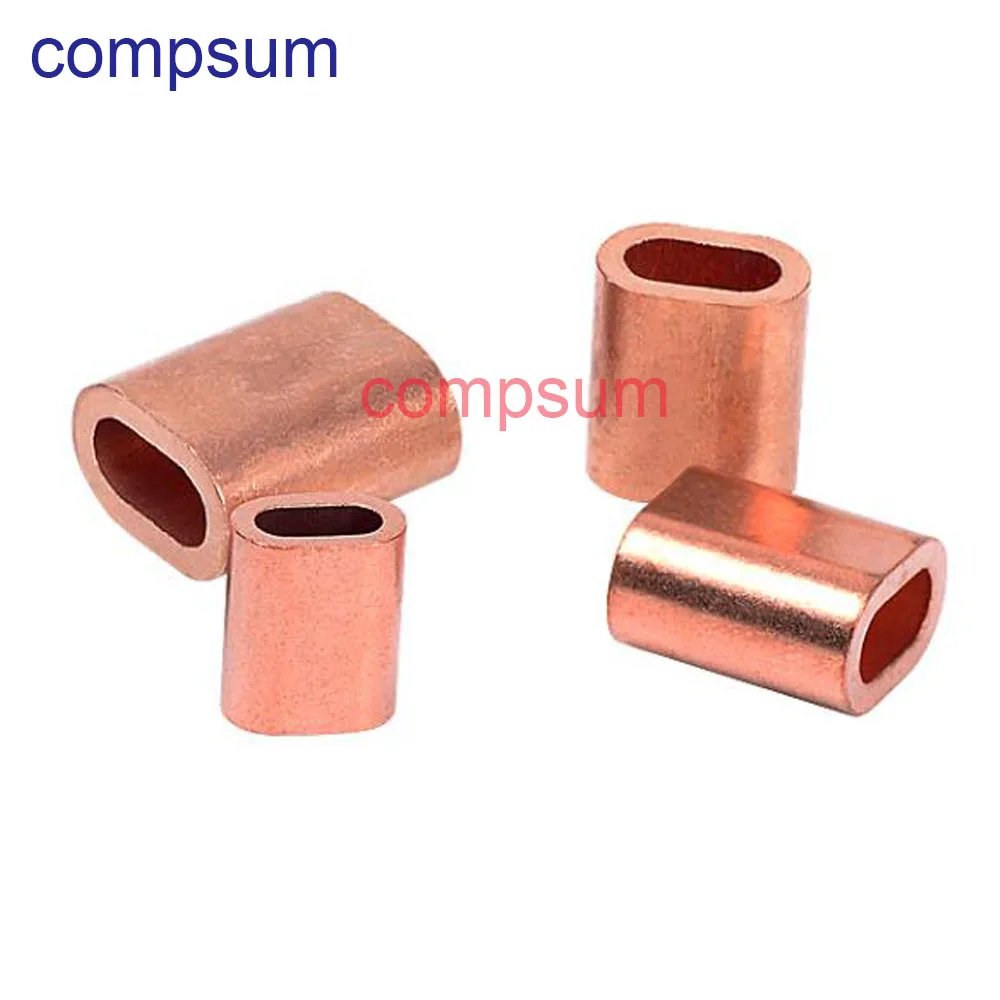 النحاس الطويق كابل العقص كم ثقب واحد الطويق العقص حلقة البيضاوي الأسلاك النحاسية حبل كليب Swage تركيبات