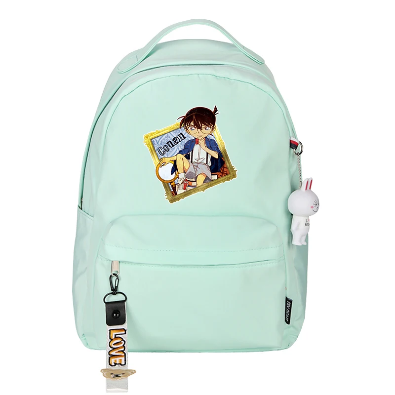 Imagem -03 - Detective Conan Case Fechado Pequenos Bolsas de Escola Doces Cor Bookbag Mulheres Kawaii Mochila Bonito Rugzak Bagpack de Viagem