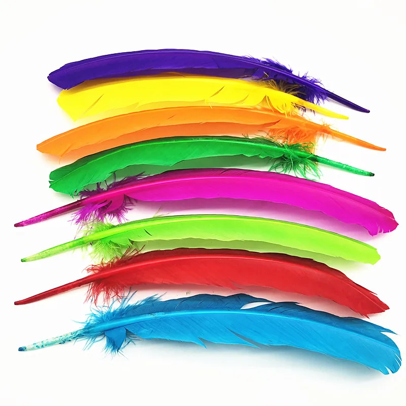 Plumas de pavo largas para decoración navideña, diadema DIY, ocio creativo, boda, alas de Ángel, accesorios para el cabello, 10 unidades por lote