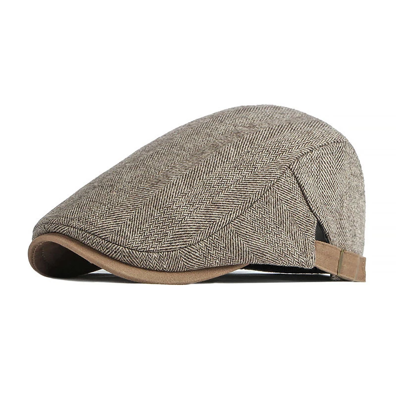 Retro Newsboy Cap Men Autumn Winter Herringbone Duckbill Hat Tweed Flat Peaked Beret Hat Women Painter Gatsby Driving Cap