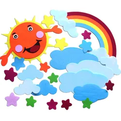 T-N Smile Face Sun Children Room DIY Wall Stickers Thicken Felt Non-woven Moon Craft Kids Kindergarten School Handwork Doll Gift