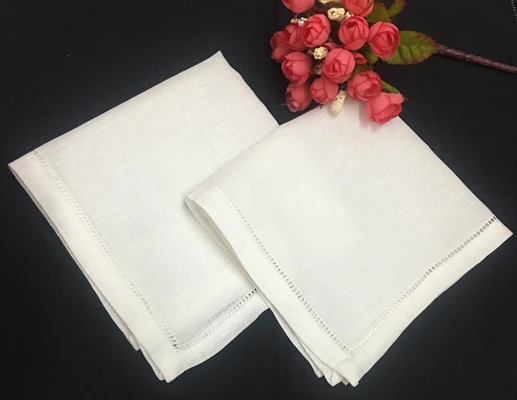 Set of 12 Fashion White Linen Hemstitched Mens Pocket Square 12"x12" Mens Handkerchiefs makes a perfect  accent  for your jacket