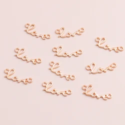 Leslie 50pcs Gold Color Letters Love Connectors Charms for DIY Making Bracelets Necklaces Handamde Jewelry Accessories