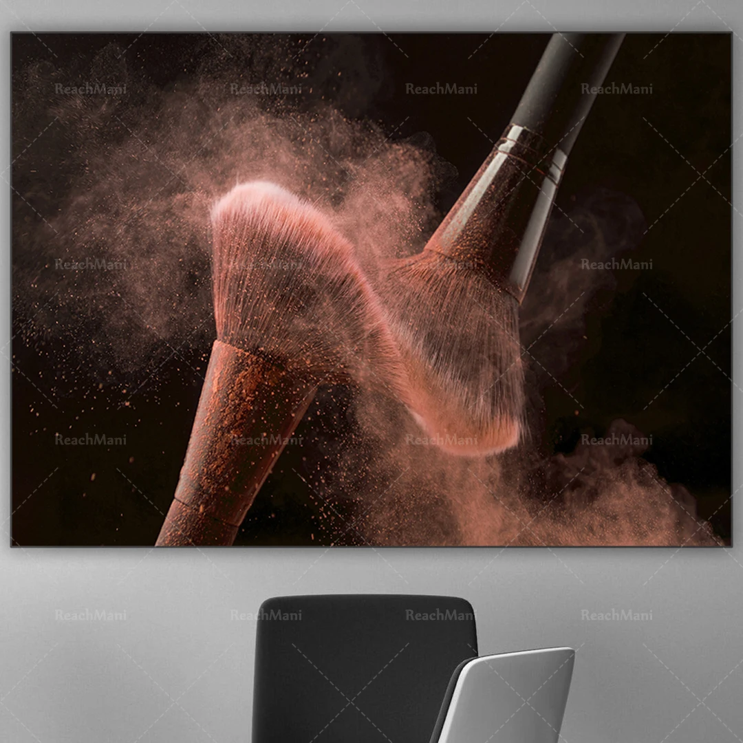 Makeup brush wall decoration, makeup canvas, brush poster, unique gift for makeup artist, wall decoration for beauty salon