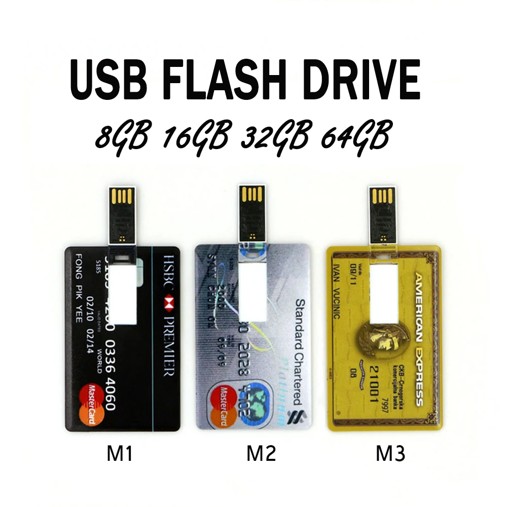 New USB Flash Drive 4GB 8GB 16GB 32GB 64GB 128GB Bank Cool Credit VIP Card Pen drive Memory Usb Stick Pendrive Flash Drive