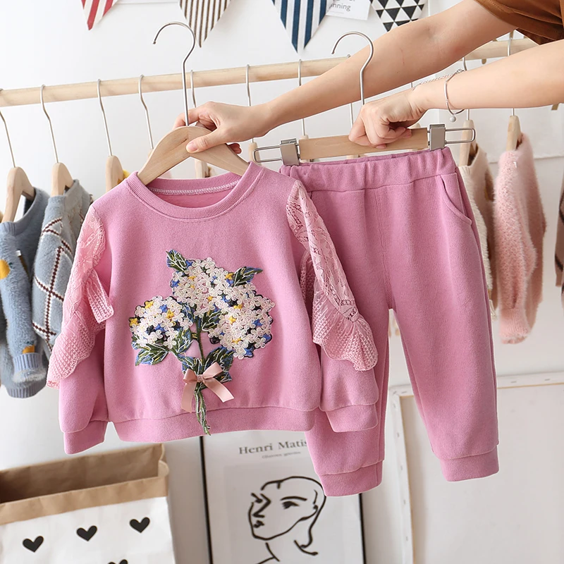 girl clothing sets fashion children clothes for girls sportswear kids Cotton tracksuit 3 4 years Toddler outfits Flowers costume