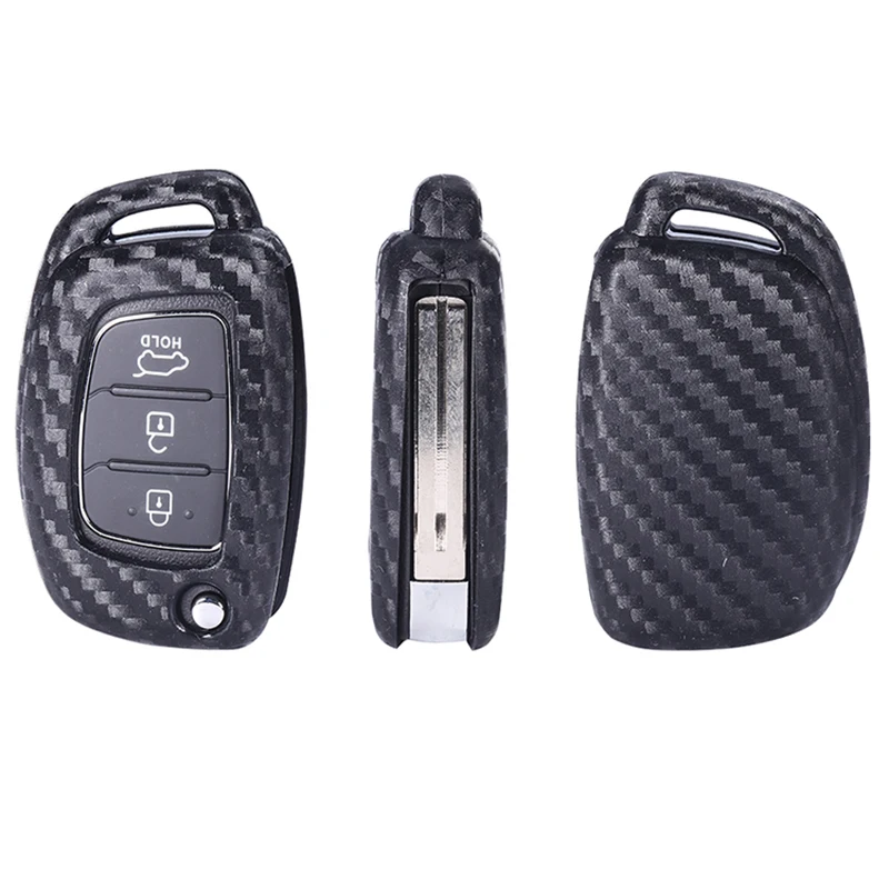 Carbon Fiber Silicone Car Key Case Cover for Hyundai Tucson Creta Ix25 Ix35 I20 I30 Elantra Verna Mistra 2015 2016 2017 2018