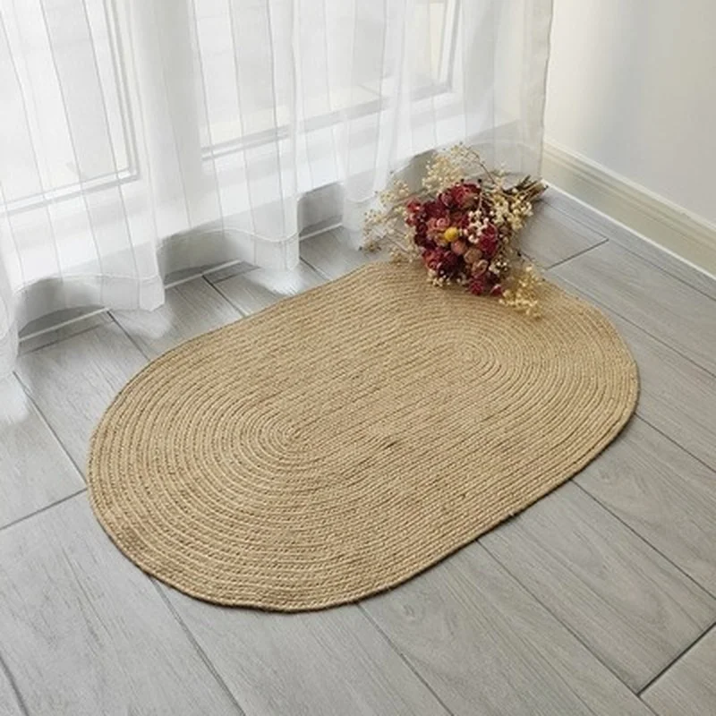 

Area Rug 47x73CM Jute Carpet for Simple Natural Non-slip Environmental Protection Style 100% Handmade Home Decoration Doormat