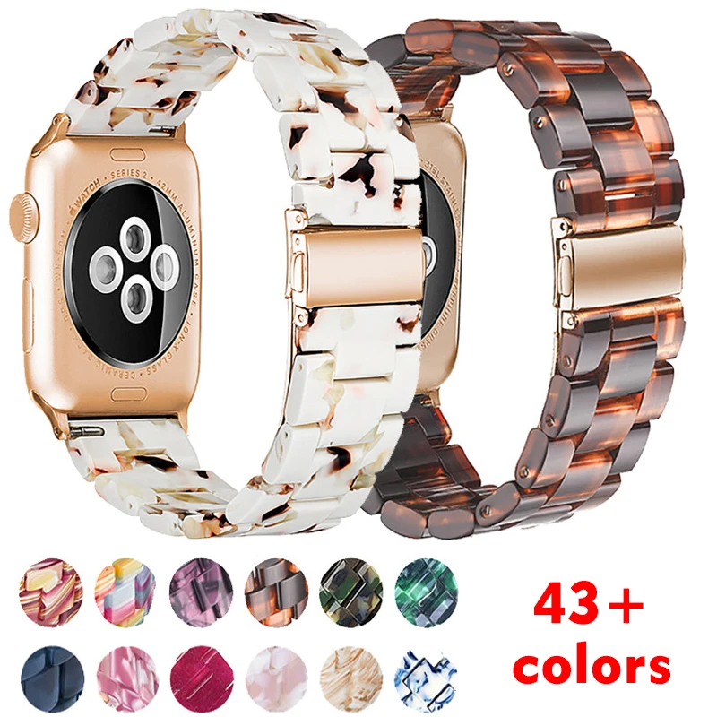 

Resin Strap for Apple Watch Band 44mm 40mm 42mm 38mm Correa Transparent Woman Loop Watchband for Iwatch 6 SE Series 5 4 3 2 1