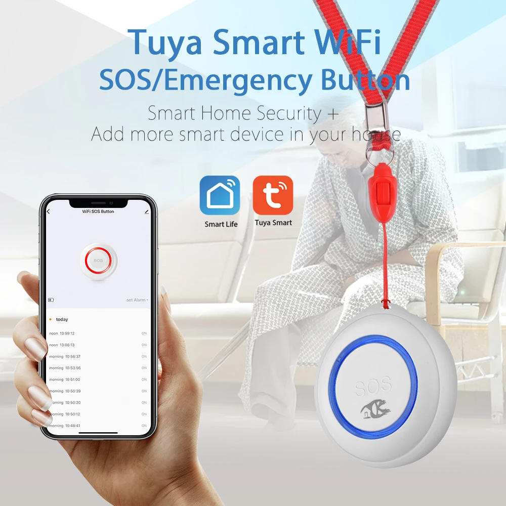 TUYA WiFi SOS Button Wireless SOS Emergency Button Alarm Home Burglar Alarm Sensor SOS