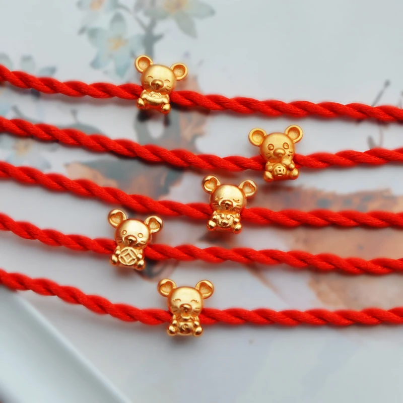 KOFSAC 2020 Chinese Style Zodiac Rats Shakin Bracelets For Women Birthday Mini Animal Red Rope Bangle Jewelry Girl New Year Gift